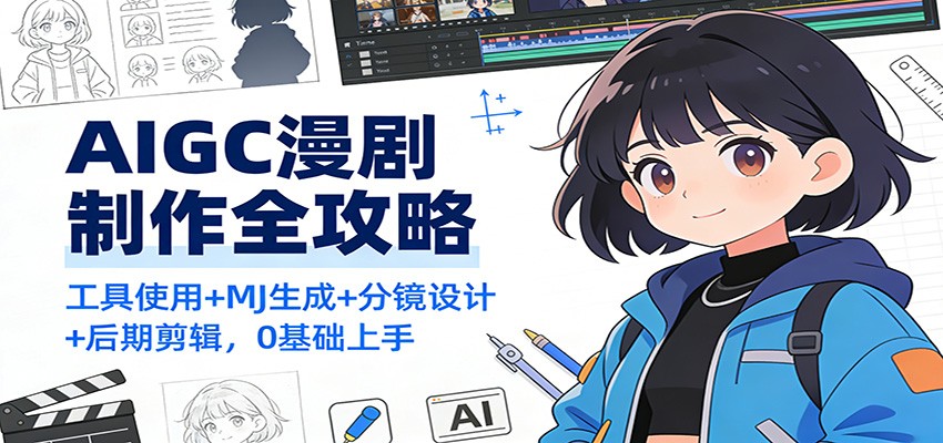 AIGC漫剧制作全攻略：工具使用+MJ生成+分镜设计+后期剪辑，0基础上手-靠谱项目库