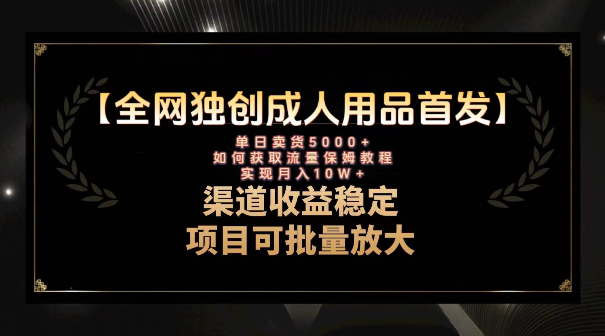 最新全网独创首发，成人用品赛道引流获客，月入10w保姆级教程-靠谱项目库