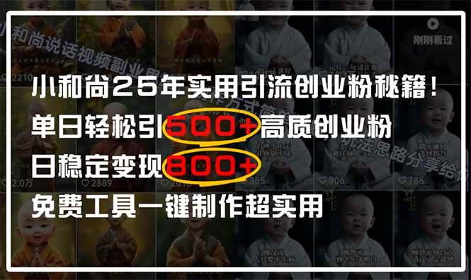 （14436期）小和尚2025年实用引流秘籍！单日轻松引500+高质量创业粉，日变现800+，...-靠谱项目库