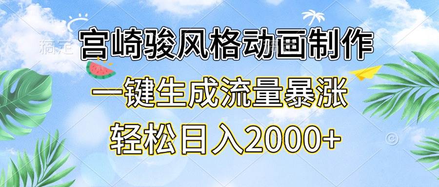（13386期）宫崎骏风格动画制作，一键生成流量暴涨，轻松日入2000+-靠谱项目库