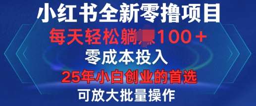 小红书全新纯零撸项目，只要有号就能玩，可放大批量操作，轻松日入100+【揭秘】-靠谱项目库