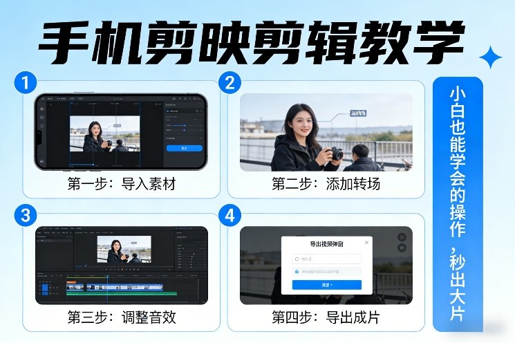 手机剪映剪辑教学，小白也能学会的操作，秒出大片-靠谱项目库