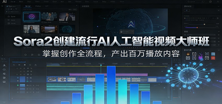 Sora2创建流行AI人工智能视频大师班，掌握创作全流程，产出百万播放内容-靠谱项目库