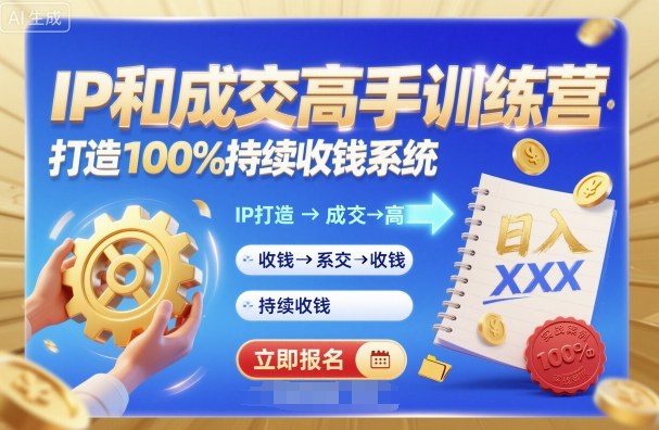 带你成为IP和成交高手的训练营，打造100%持续收钱系统-靠谱项目库