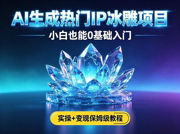 AI生成热门ip冰雕项目，小白也能0基础入门，实操+变现保姆级教程-靠谱项目库