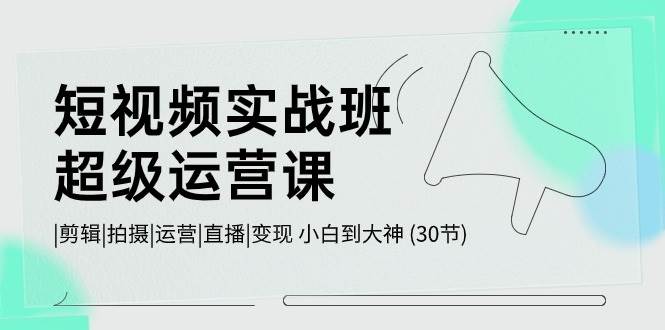 短视频实战班-超级运营课，|剪辑|拍摄|运营|直播|变现 小白到大神 (30节)-靠谱项目库