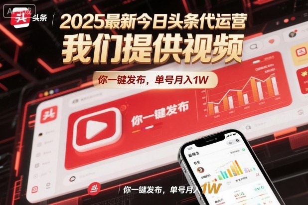 2025最新今日头条代运营，我们提供视频，你一键发布，单号月入1W【揭秘】-靠谱项目库