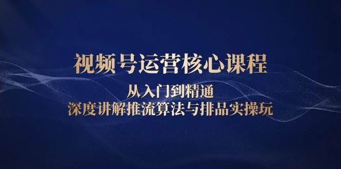 视频号运营核心课程，从入门到精通，深度讲解推流算法与排品实操玩-靠谱项目库