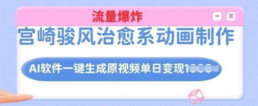 宫崎骏风治愈系动画制作，AI软件一键生成原创视频流量爆炸，单日变现多张，详细实操流程-靠谱项目库