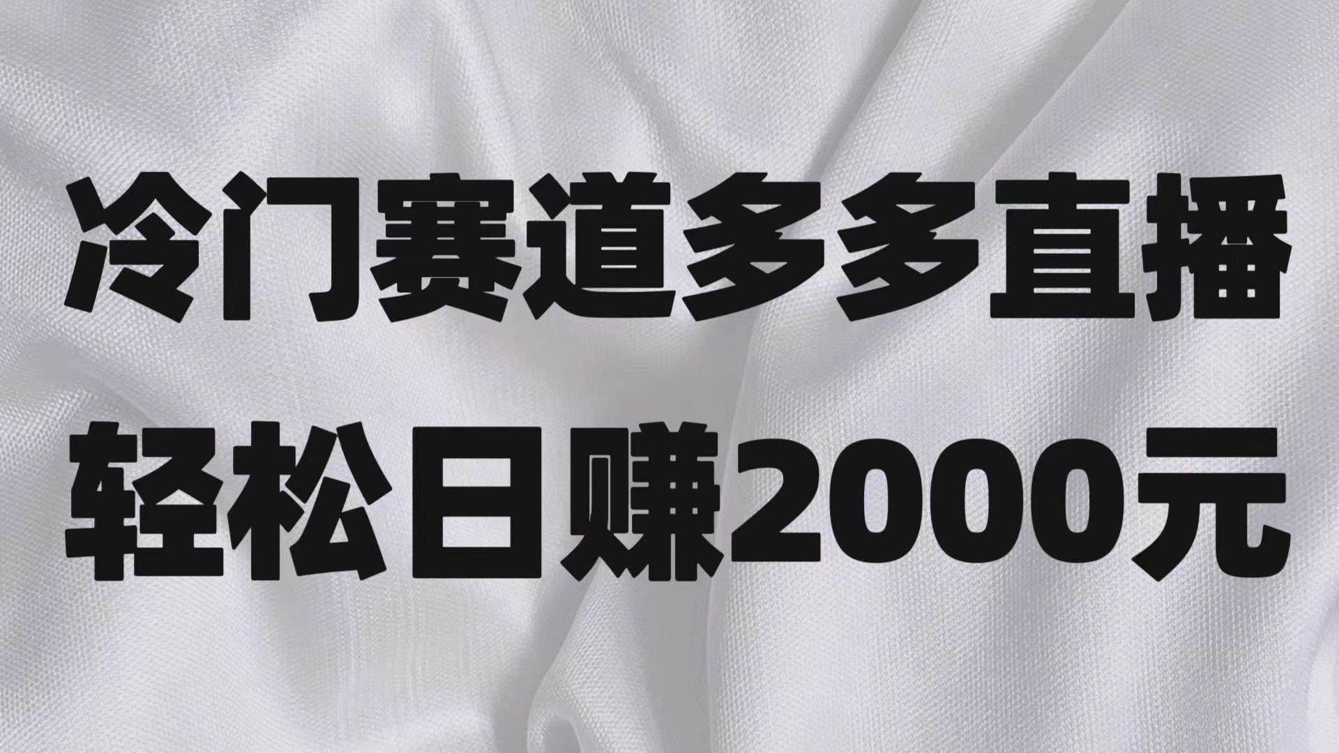 冷门赛道拼多多直播项目，简单念稿子，日收益2000＋-靠谱项目库