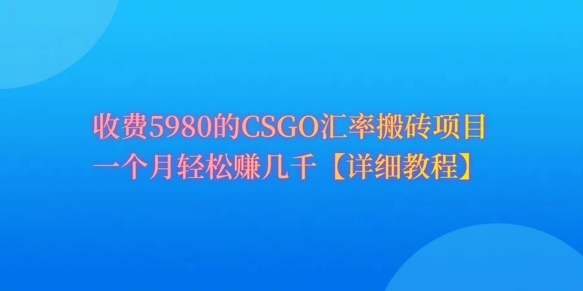 CSGO装备搬砖，月综合收益率高达60%，你也可以！-靠谱项目库