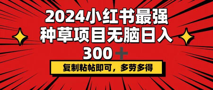 2024小红书最强种草项目,无脑日入300+,复制粘帖即可,多劳多得-靠谱项目库