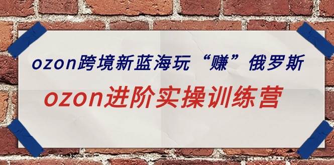 ozon跨境新蓝海玩“赚”俄罗斯，ozon进阶实操训练营-靠谱项目库