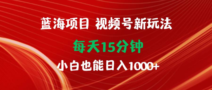 （9813期）蓝海项目视频号新玩法 每天15分钟 小白也能日入1000+-靠谱项目库