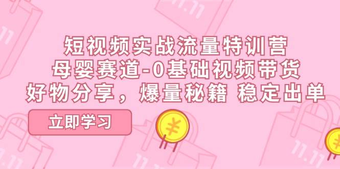 短视频实战流量特训营，母婴赛道-0基础带货，好物分享，爆量秘籍 稳定出单-靠谱项目库