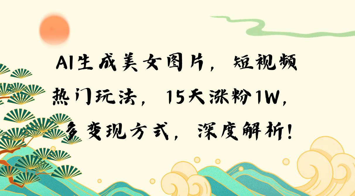 （13581期）AI生成美女图片，短视频热门玩法，15天涨粉1W，多变现方式，深度解析!-靠谱项目库