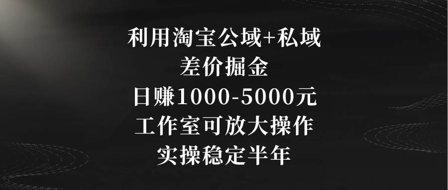 （8952期）利用淘宝公域+私域差价掘金，日赚1000-5000元，工作室可放大操作，实操…-靠谱项目库