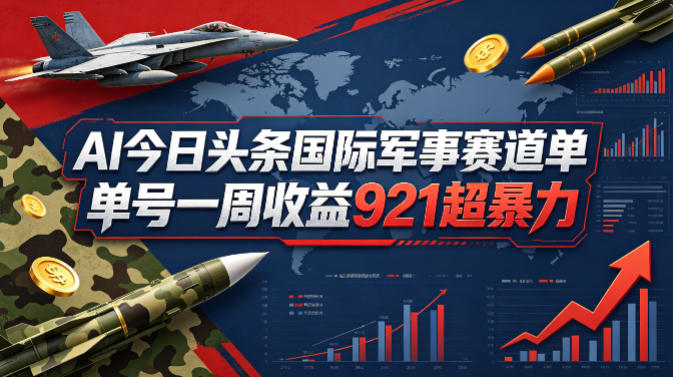 AI今日头条国际军事赛道，单号一周收益921，超暴力-靠谱项目库