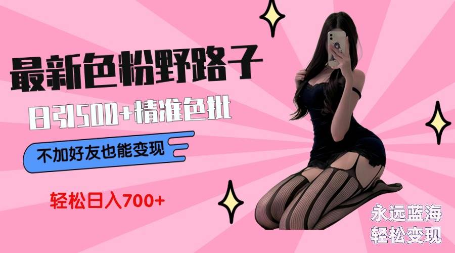 （9119期）最新色粉变现野路子，日引500+老色批 可不加好友直接变现 小白轻松日入700+-靠谱项目库