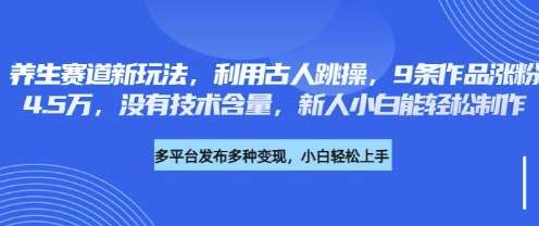 养生赛道新玩法，利用古人跳操，9条作品涨粉4.5W，没有技术含量，新人小白能轻松制作-靠谱项目库