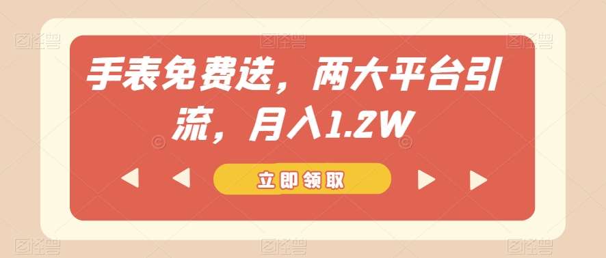 手表免费送，两大平台引流，月入1.2W【揭秘】-靠谱项目库