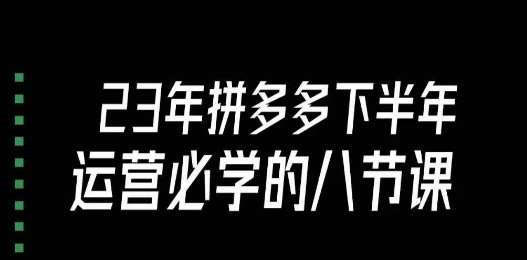 大牙·23年下半年拼多多运营必学的八节课（18节完整）-靠谱项目库