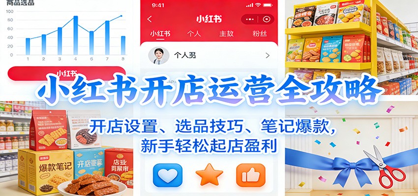 小红书开店运营全攻略：开店设置、选品技巧、笔记爆款，新手轻松起店盈利-靠谱项目库