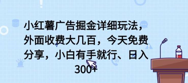 小红薯广告掘金详细玩法，外面收费大几百，小白有手就行，日入300+【揭秘】-靠谱项目库