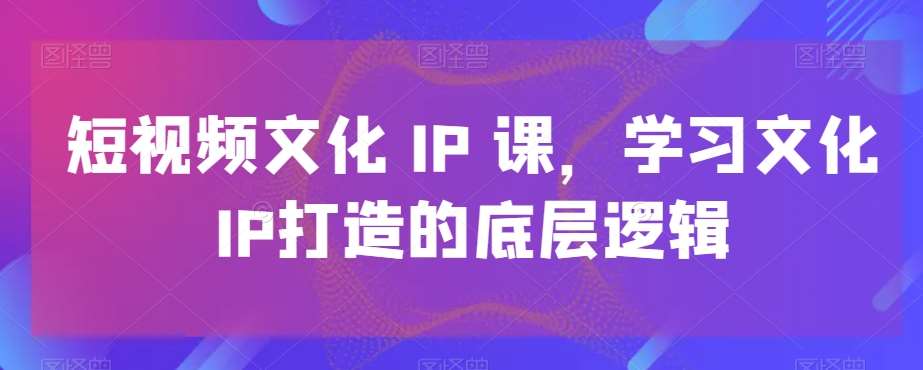 短视频文化IP课，学习文化IP打造的底层逻辑-靠谱项目库
