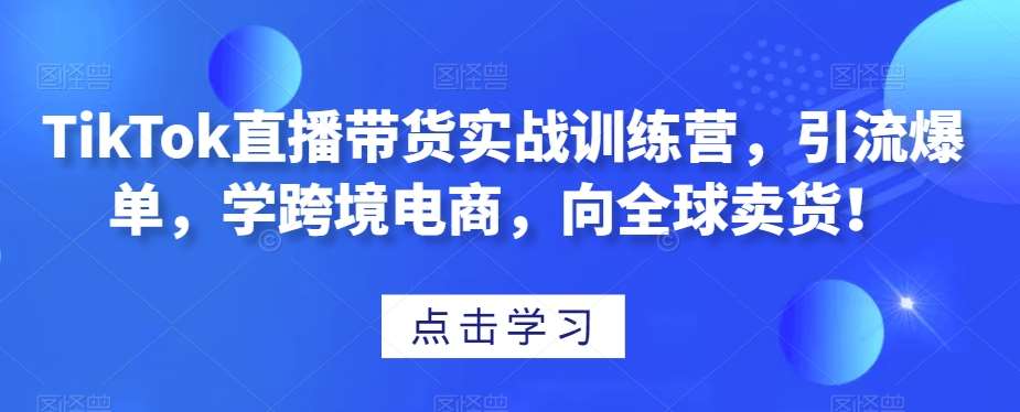 TikTok直播带货实战训练营，引流爆单，学跨境电商，向全球卖货！-靠谱项目库