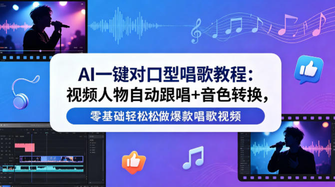 AI一键对口型唱歌教程：视频人物自动跟唱+音色转换，零基础轻松做爆款唱歌视频-靠谱项目库
