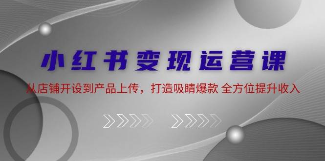 （12520期）小红书变现运营课：从店铺开设到产品上传，打造吸睛爆款 全方位提升收入-靠谱项目库