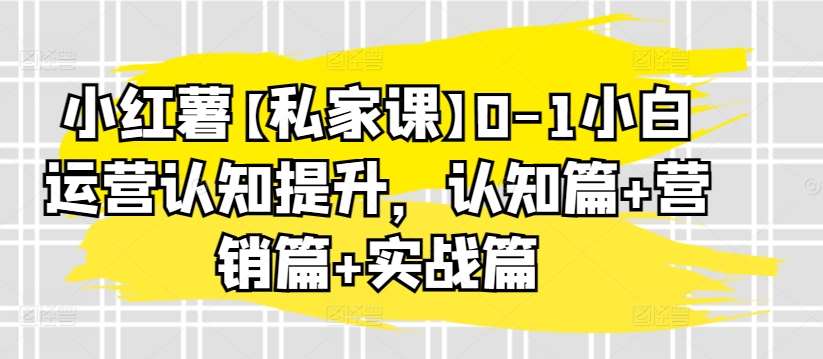 小红薯【私家课】0-1小白运营认知提升，认知篇+营销篇+实战篇-靠谱项目库