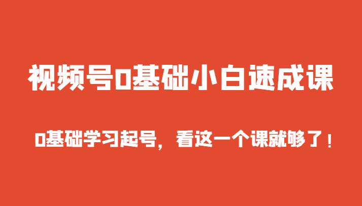视频号0基础小白速成课，0基础学习起号，看这一个课就够了！-靠谱项目库