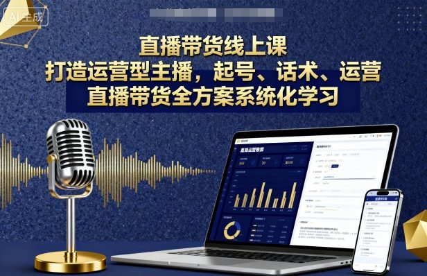 直播带货线上课，打造运营型主播，起号、话术、运营，直播带货全方案系统化学习-靠谱项目库