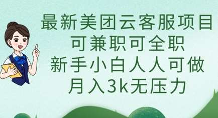 最新美团云客服项目，可兼职可全职，新手小白人人可做，月入3k无压力-靠谱项目库