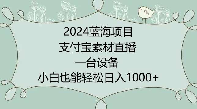 2024年蓝海项目，支付宝素材直播，无需出境，小白也能日入1000+ ，实操教程【揭秘】-靠谱项目库