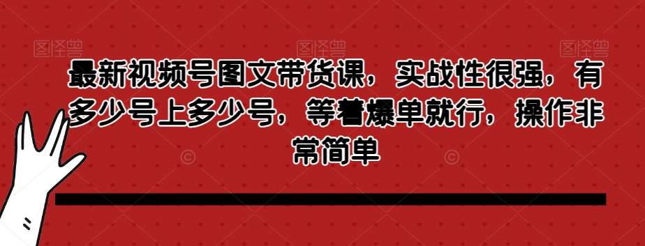 最新视频号图文带货课，实战性很强，有多少号上多少号，等着爆单就行，操作非常简单-靠谱项目库