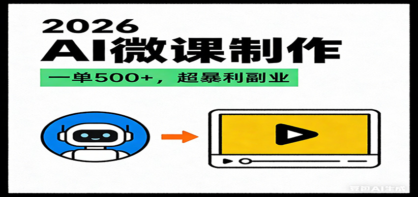 2026AI 风口最稳副业：微课代写制作，一单 500+，人人可做的蓝海项目-靠谱项目库