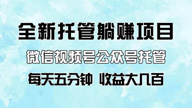 （14425期）全新托管躺赚项目，微信视频号公众号托管代运营，每天五分钟，收益大几百-靠谱项目库