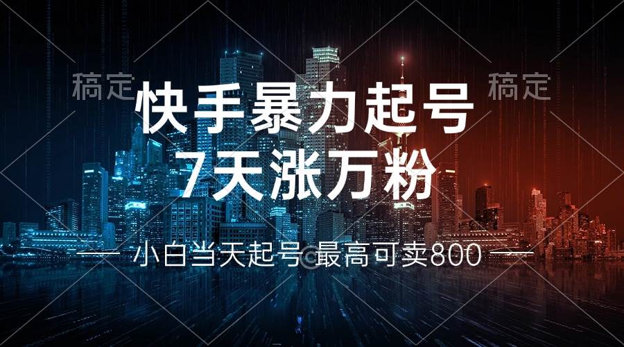 （13142期）快手暴力起号，7天涨万粉，小白当天起号 多种变现方式，账号回收，单月...-靠谱项目库