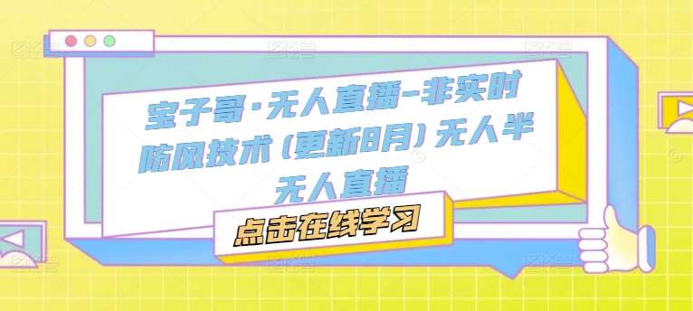 宝子哥·无人直播-非实时防风技术(更新25年5月)无人半无人直播-靠谱项目库