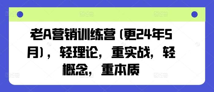 老A营销训练营(更24年5月)，轻理论，重实战，轻概念，重本质-靠谱项目库
