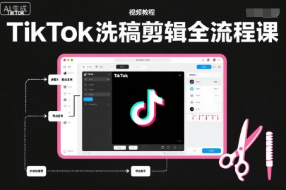 TikTok洗稿剪辑全流程课，PR洗稿剪辑全流程，TK洗稿运营课-靠谱项目库