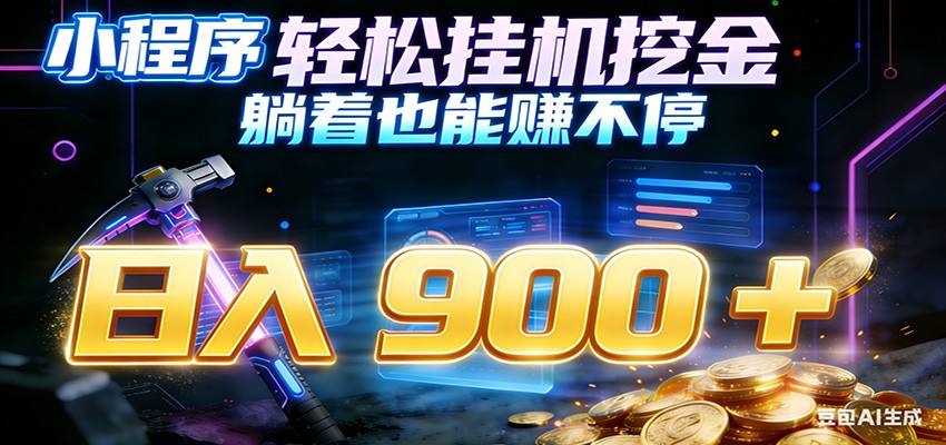 小程序挂机挖金，自动赚金币换现金，多号并行日入900+，轻松搞副业-靠谱项目库