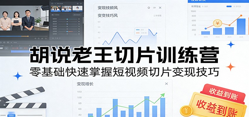 胡说老王切片训练营，零基础快速掌握短视频切片变现技巧-靠谱项目库