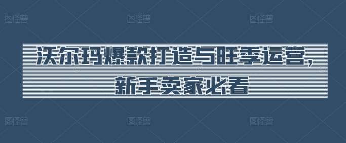 沃尔玛爆款打造与旺季运营，新手卖家必看-靠谱项目库