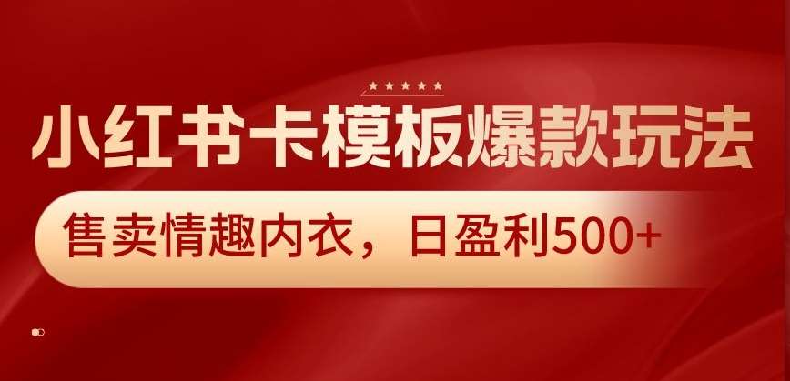 小红书卡模板爆款玩法，售卖情趣内衣，日盈利500+【揭秘】-靠谱项目库