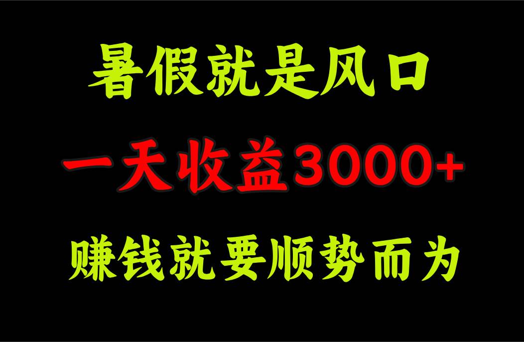 一天收益3000+ 赚钱就是顺势而为，暑假就是风口-靠谱项目库