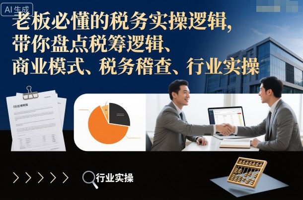 老板必懂的税务实操逻辑，带你盘点税筹逻辑、商业模式、税务稽查、行业实操-靠谱项目库